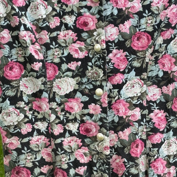 vintage floral romper scalloped neck pearl button size 8 summer playsuit - Picture 7 of 16